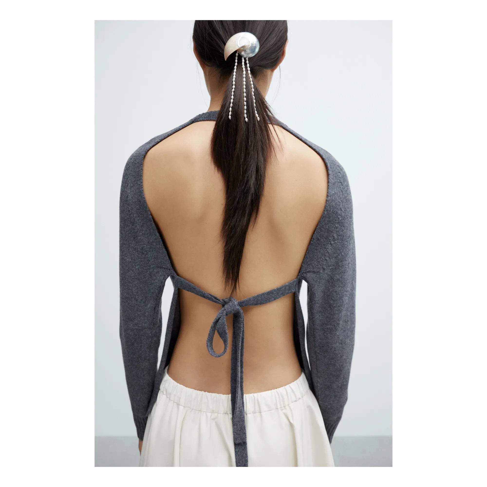 Cordera - Gri Merino Yün Halter Kazak