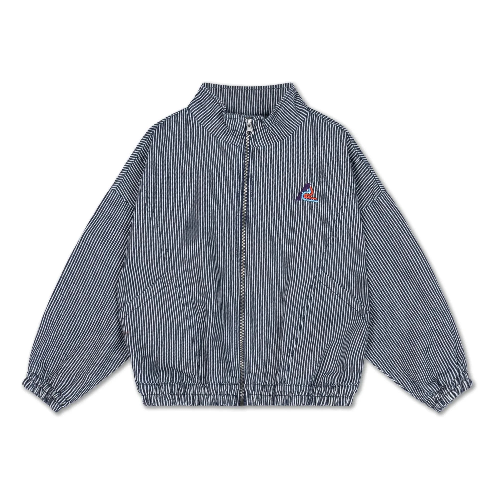 Repose AMS – Gestreifte Bio-Baumwoll-Windjacke | Blau