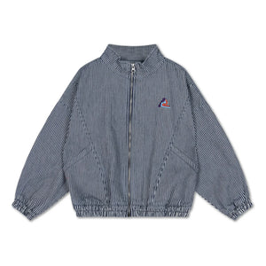 Repose AMS – Gestreifte Bio-Baumwoll-Windjacke | Blau
