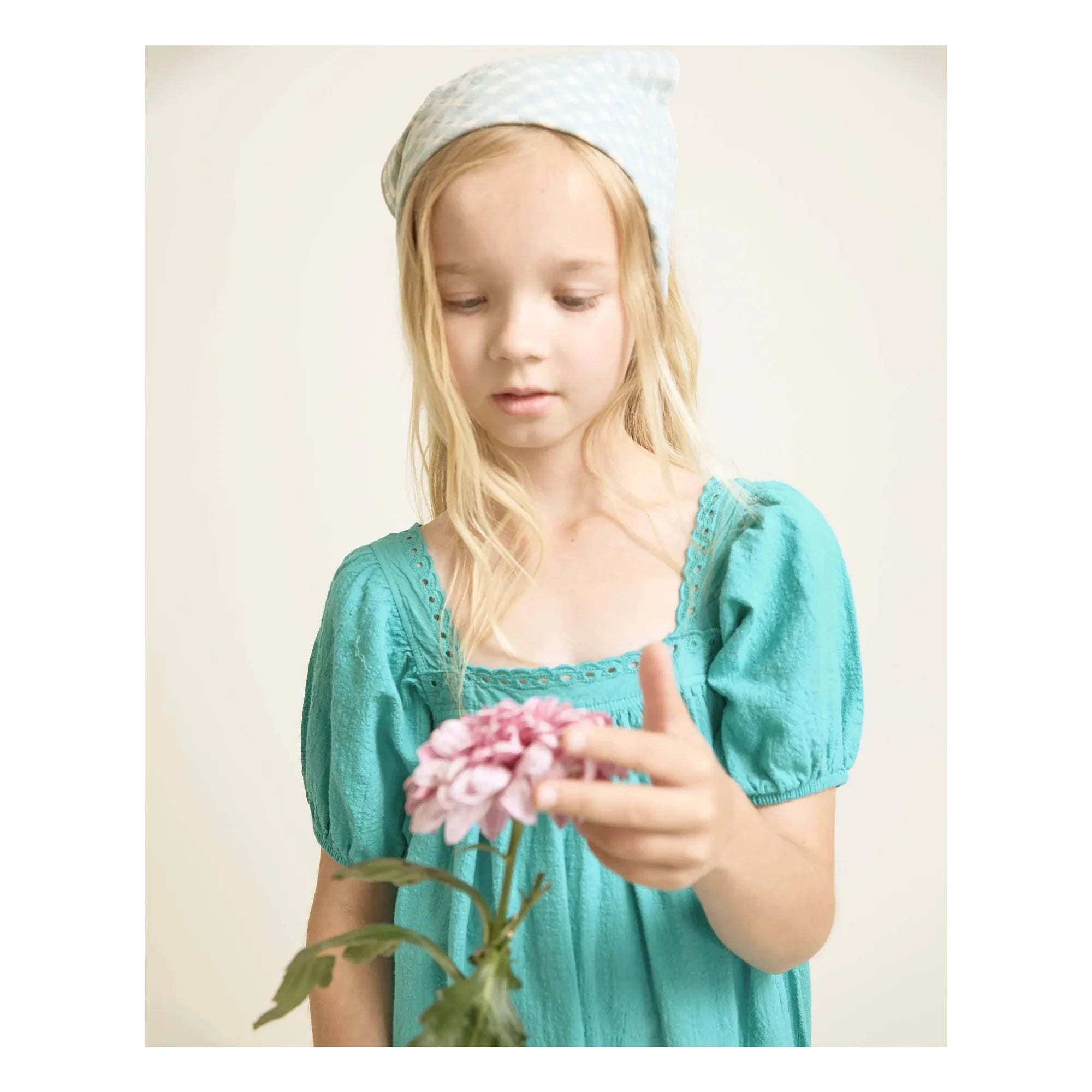 Búho - Organic Cotton Lace Dress | Turquoise