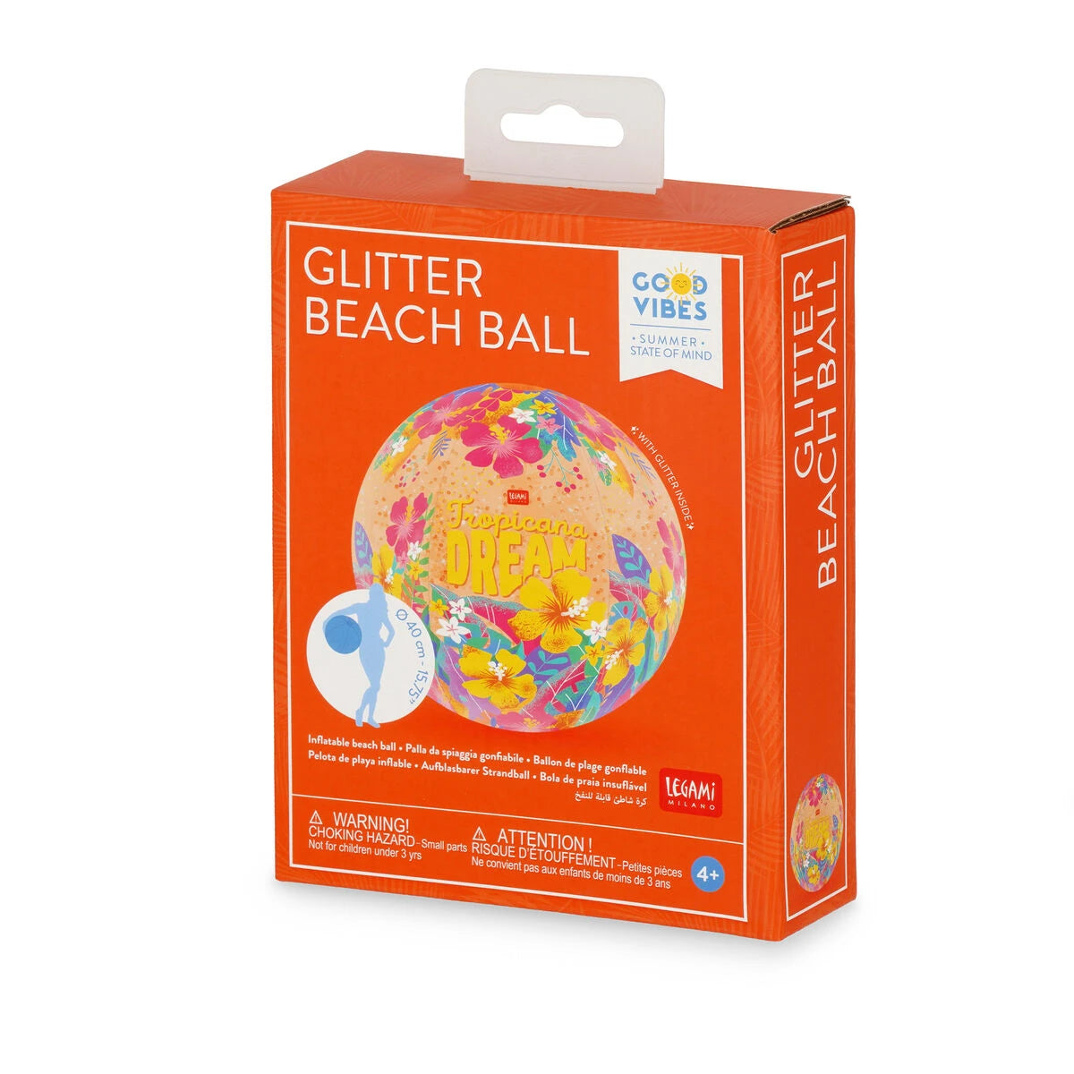 Legami - Tropicana Dream Inflatable Beach Ball - Glitter Beach Ball