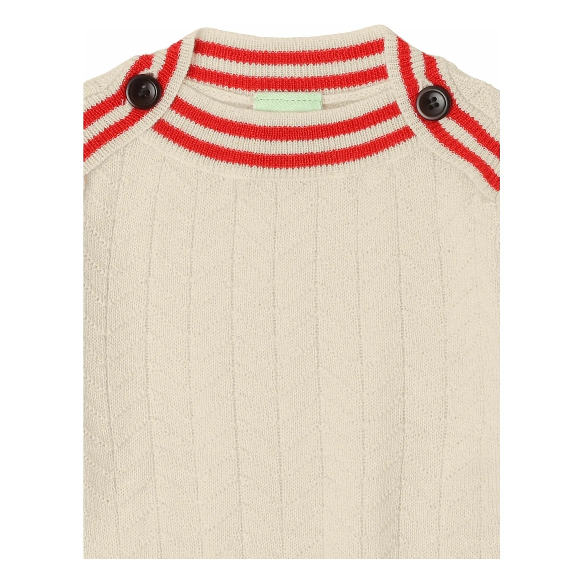 FUB - Zigzag Buttoned Sweater Fine Knit Merino Wool | Ecru