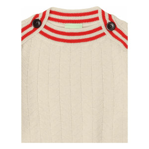 FUB - Zigzag Buttoned Sweater Fine Knit Merino Wool | Ecru