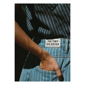 The Tiny Big Sister - Pamuklu Çizgili Şort | Kot mavisi