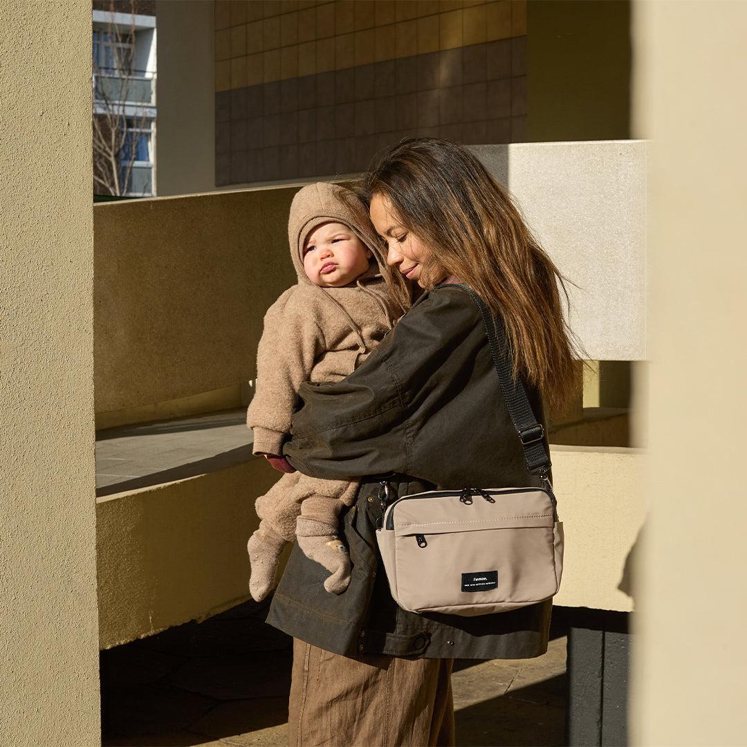 Finnson Frida Eco Stroller Organiser with Stroller Clips - Taupe-Stroller Organisers-Taupe- | Natural Baby Shower