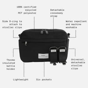 Finnson Frida Eco Stroller Organiser With Stroller Clips - Black-Stroller Organisers-Black- | Natural Baby Shower