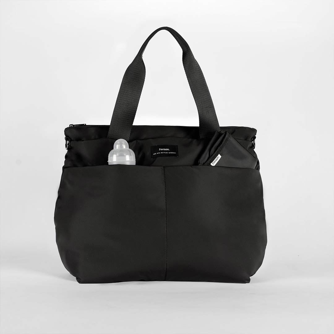 Finnson Sigrid Eco Changing Tote Bag - Black-Changing Bags-Black-One Size | Natural Baby Shower