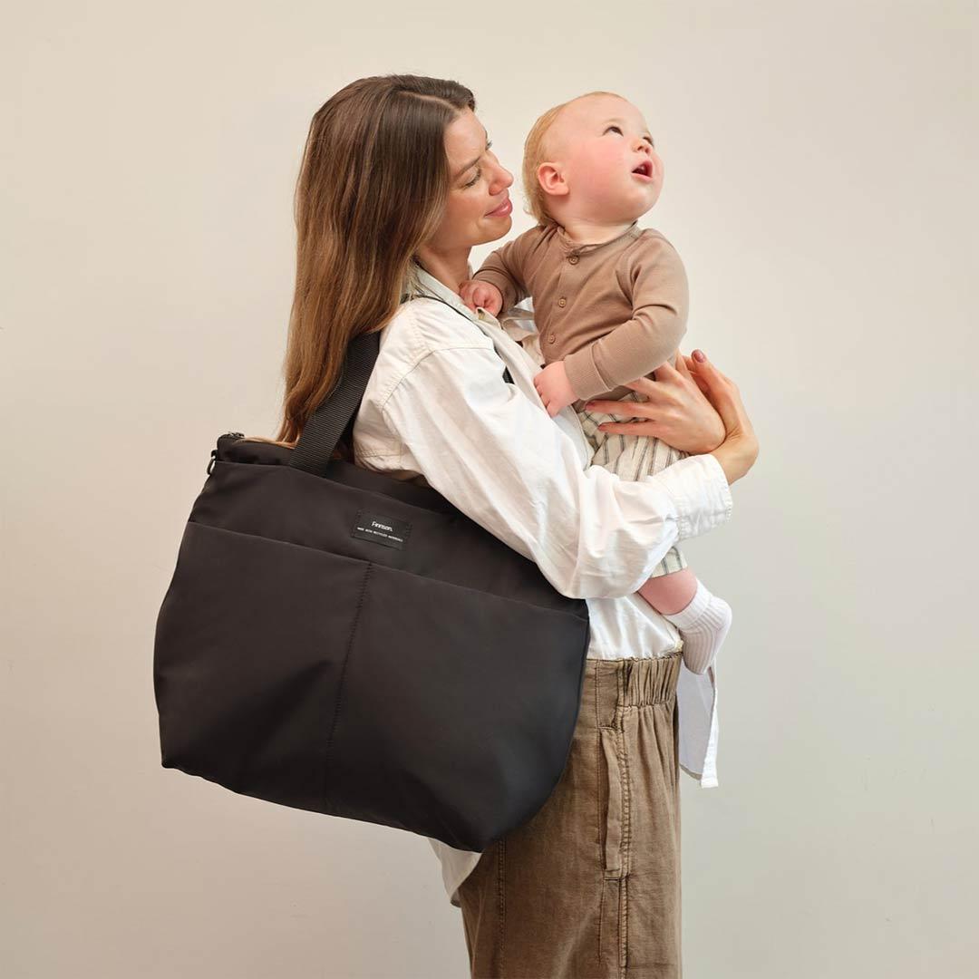 Finnson Sigrid Eco Changing Tote Bag - Black-Changing Bags-Black-One Size | Natural Baby Shower