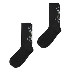 Les Deux - Socken mit Blumenlogo, 2er-Pack | Schwarz