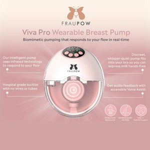 Fraupow Viva Pro Wearable Hands-Free Breast Pump - Pink-Breast Pumps-Pink- | Natural Baby Shower