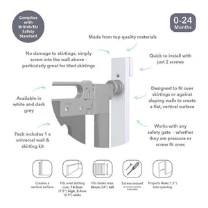 Fred Universal Wall + Skirting Kit - Pure White-Stair Gates-Pure White- | Natural Baby Shower