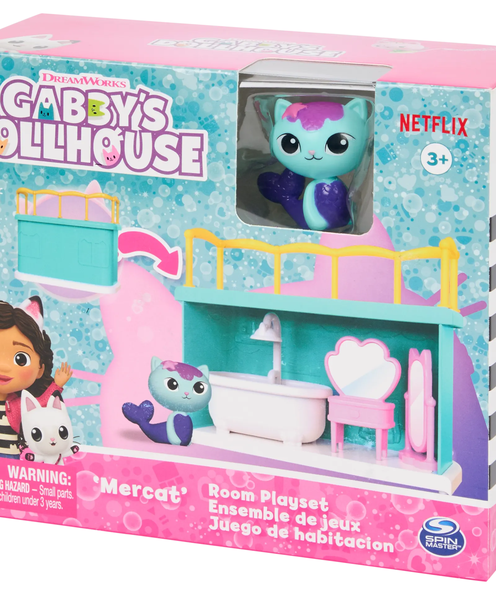 Gabbys Dollhouse - Set de Juguetes Aventura de Baño con Mercat