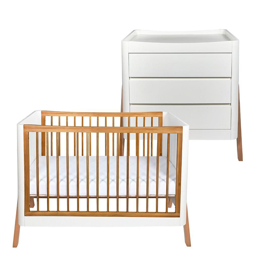 Gaia Baby Hera 'Studio Edit" Two Piece Set (Cot & Dresser) - White / Oak-Nursery Sets-White / Oak-Without Mattress | Natural Baby Shower