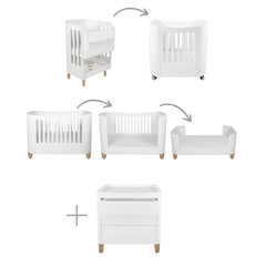 Gaia Baby Serena "All-In-One" and Dresser Set Bundle - White / Natural-Nursery Sets-White / Natural- | Natural Baby Shower