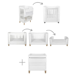 Gaia Baby Serena "All-In-One" and Dresser Set Bundle - White / Natural-Nursery Sets-White / Natural- | Natural Baby Shower