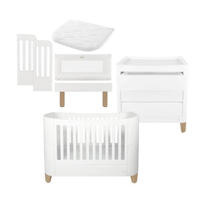 Gaia Baby Serena Cot Bed + Bedside Crib Set- Includes Bedside (Incl Bedside mattress), Cot Bed and Dresser - White / Natural-Nursery Sets-White / Natural-Without Mattress | Natural Baby Shower