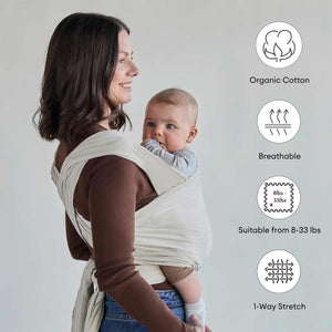 Gaia Stretchy Baby Wrap Carrier - Organic Cotton - Ecru-Baby Carriers- | Natural Baby Shower