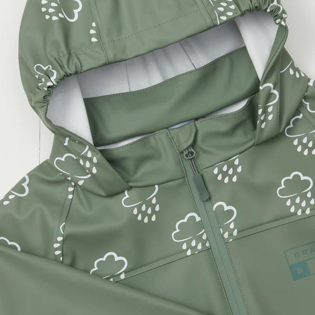 Grass & Air Colour Revealing Rain Jacket - Khaki-Coats-Khaki-12-18m | Natural Baby Shower
