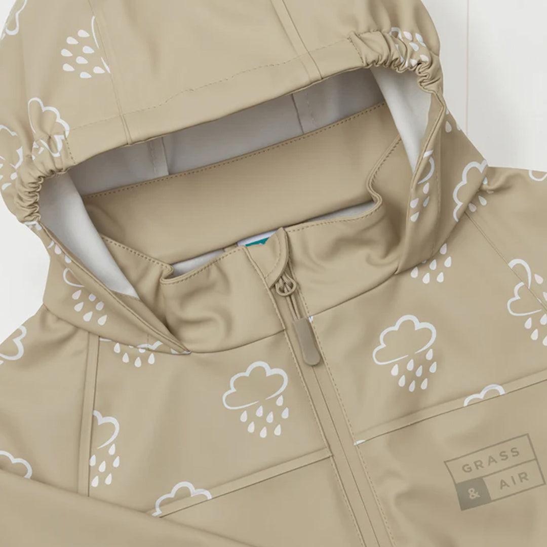 Grass & Air Colour Revealing Rain Jacket - Stone-Coats-Stone-12-18m | Natural Baby Shower