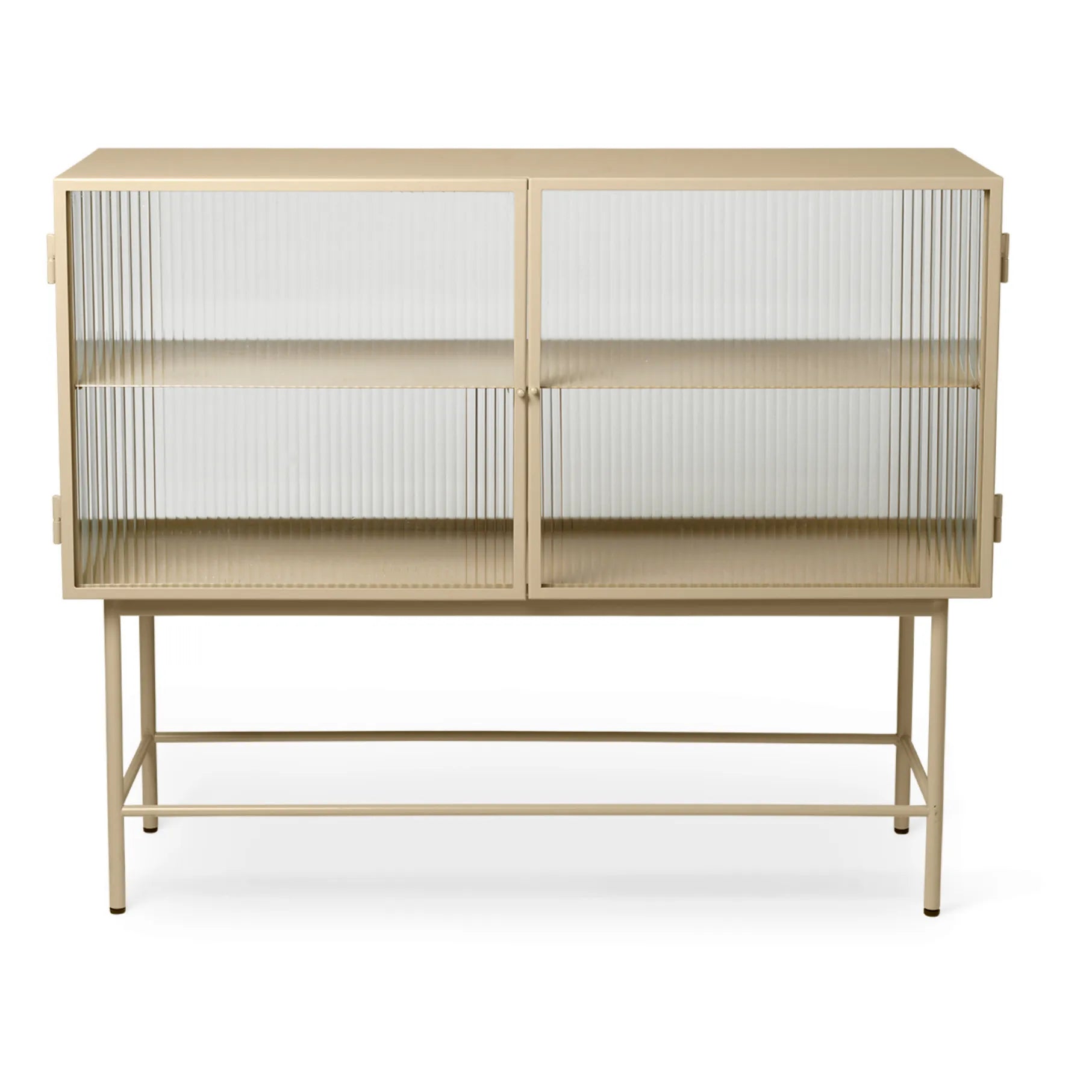 Ferm Living - Haze Gestreiftes Glas- und Metallkonsol | Beige