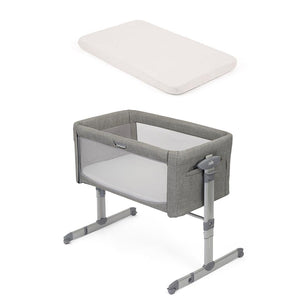 Joie Roomie Glide Side Sleeping Crib - Foggy Grey-Bedside Cribs-Foggy Grey-With Cotton Sheets | Natural Baby Shower