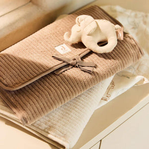 Jollein Changing Pad With Storage Pockets Cloudy Rib - Oatmeal-Changing Mats-Oatmeal- | Natural Baby Shower
