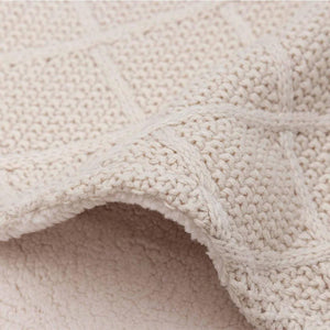 Jollein Check Knit Fleece Blanket - Oatmeal/Teddy-Blankets-Oatmeal/Teddy- | Natural Baby Shower