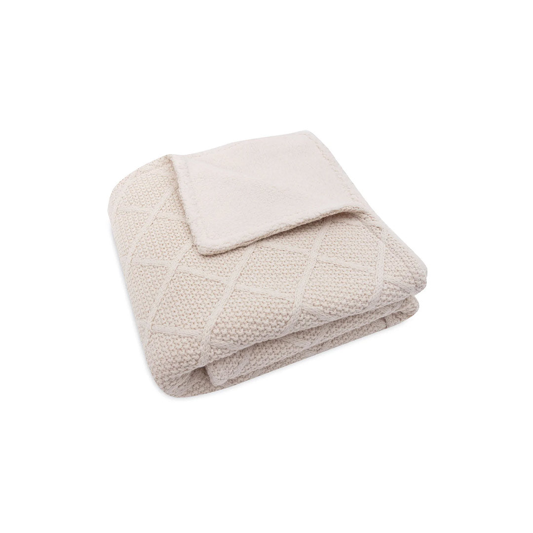 Jollein Check Knit Fleece Blanket - Oatmeal/Teddy-Blankets-Oatmeal/Teddy- | Natural Baby Shower