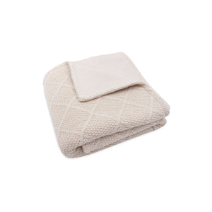 Jollein Check Knit Fleece Blanket - Oatmeal/Teddy-Blankets-Oatmeal/Teddy- | Natural Baby Shower