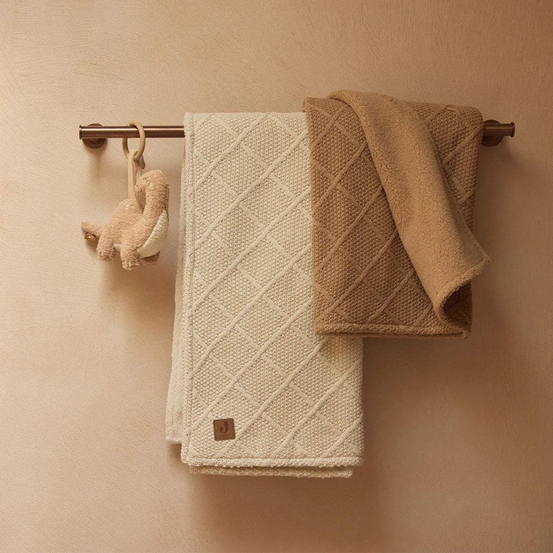 Jollein Check Knit Fleece Blanket - Oatmeal/Teddy-Blankets-Oatmeal/Teddy- | Natural Baby Shower
