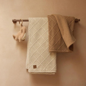 Jollein Check Knit Fleece Blanket - Oatmeal/Teddy-Blankets-Oatmeal/Teddy- | Natural Baby Shower