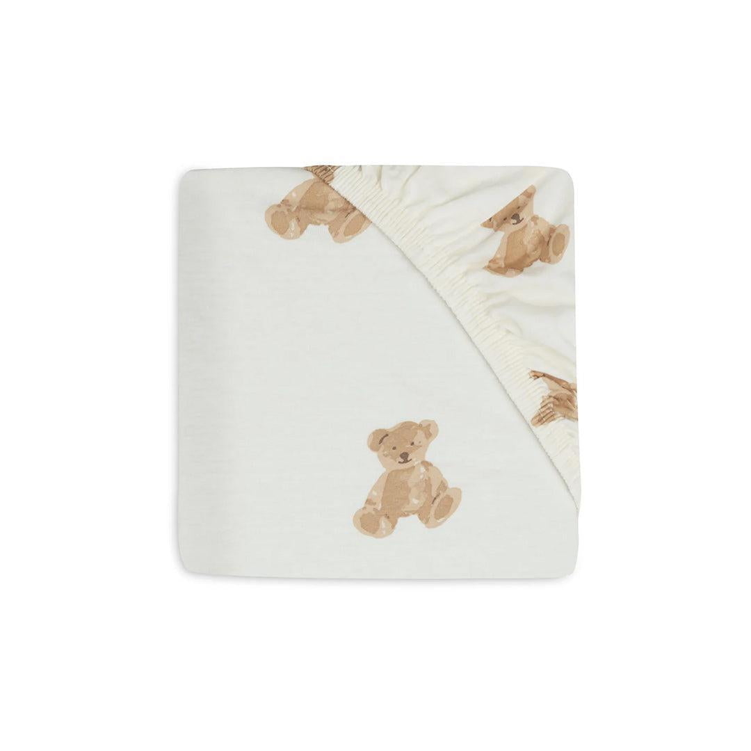 Jollein Jersey Fitted Sheet - Teddy Bear-Sheets-Teddy Bear- | Natural Baby Shower