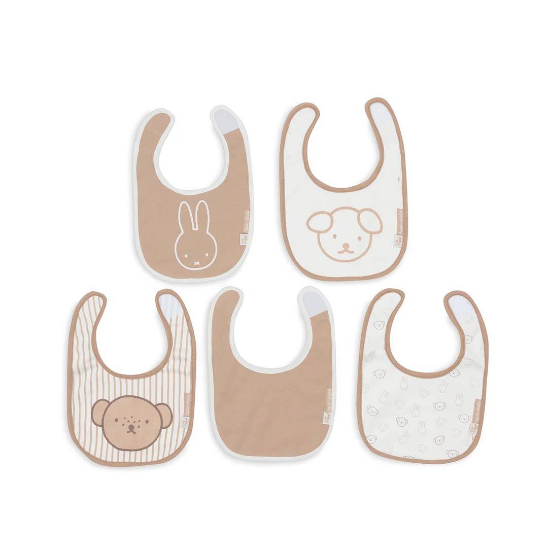 Jollein Jersey Waterproof Bibs - 5 Pack - Miffy Heads-Bibs-Miffy Heads- | Natural Baby Shower
