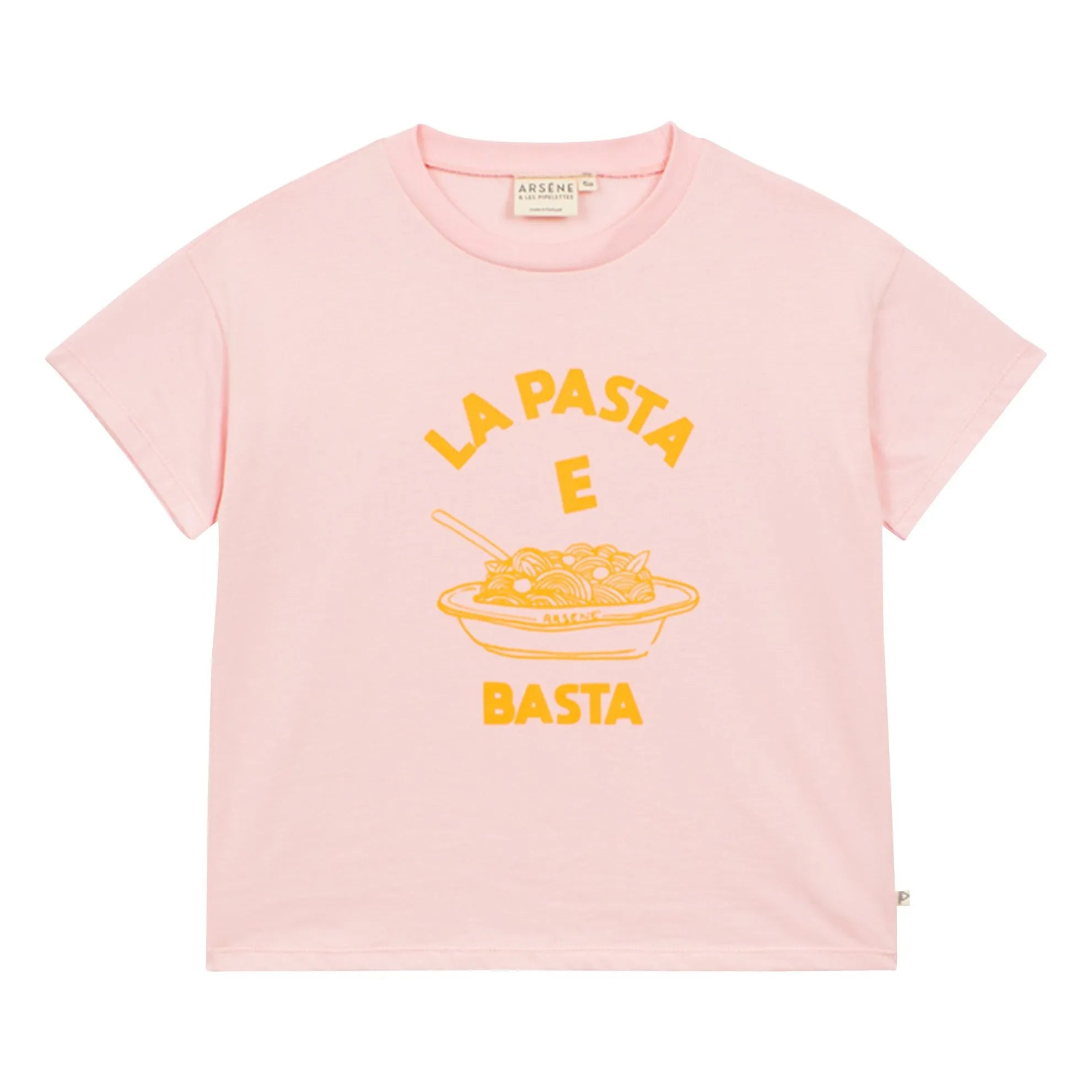 Arsène et Les Pipelettes - La Pasta E Basta organik pamuk tişört | Açık Pembe