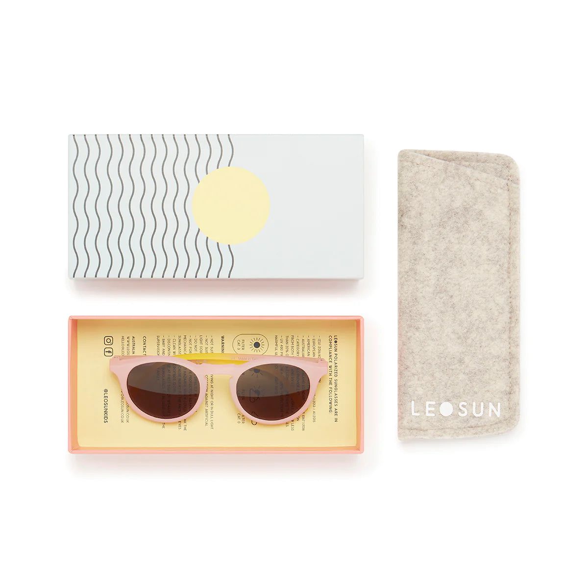 Leosun - Soft Pink Polarized UV400 Children's Sunglasses 3-8 Years
