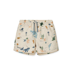 Liewood Aiden Printed Board Swim Shorts - Sea Creature / Sandy-Board Shorts-Sea Creature / Sandy-80 | Natural Baby Shower