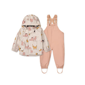 Liewood Manu Rainwear Set - Cats & Dogs Sandy-Rainsuits + Sets-Cats & Dogs Sandy-104 | Natural Baby Shower