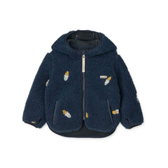 Liewood Mara Pile Jacket With Ears - Rocket / Classic Navy / Embroidery-Coats-Rocket / Classic Navy / Embroidery-104 | Natural Baby Shower