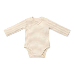Little Dutch Long Sleeved Bodysuit Wrap - Soft Beige Stripe-Bodysuits-Soft Beige Stripe-NB | Natural Baby Shower