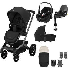 Maxi-Cosi Fame Premium + Pebble 360 Pro 2 Travel System-Travel Systems-Twillic Black-Black | Natural Baby Shower