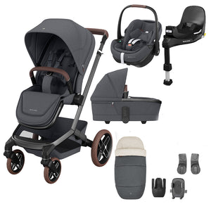 Maxi-Cosi Fame Premium + Pebble 360 Pro 2 Travel System-Travel Systems-Twillic Black-Black | Natural Baby Shower
