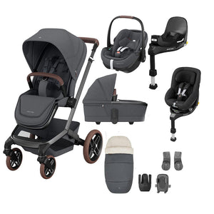 Maxi-Cosi Fame Premium + Pebble Pro2 + Pearl 360 Pro Travel System-Travel Systems-Twillic Black-Black | Natural Baby Shower