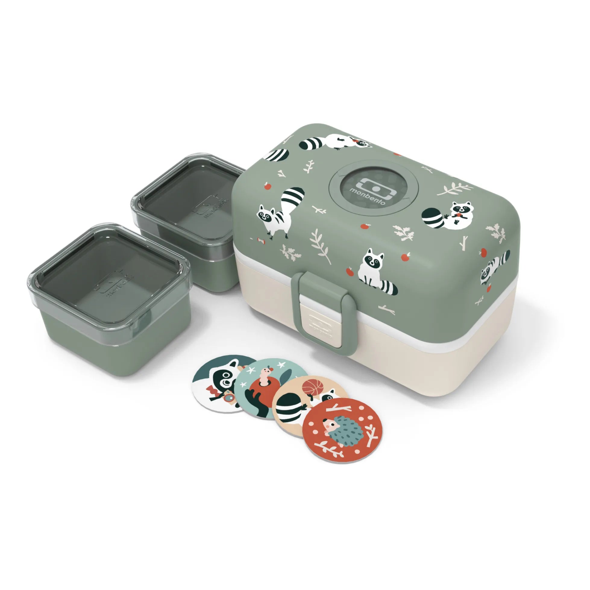 Monbento - MB Tresor Adjustable Kids Bento, 3 Compartments | Green Clay