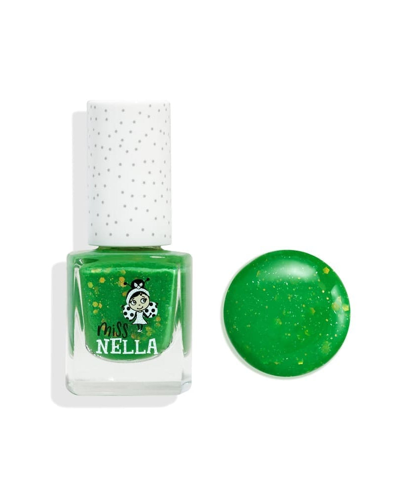 Miss Nella - Vernis à Ongles Écaillable Vert Brillant Pailleté