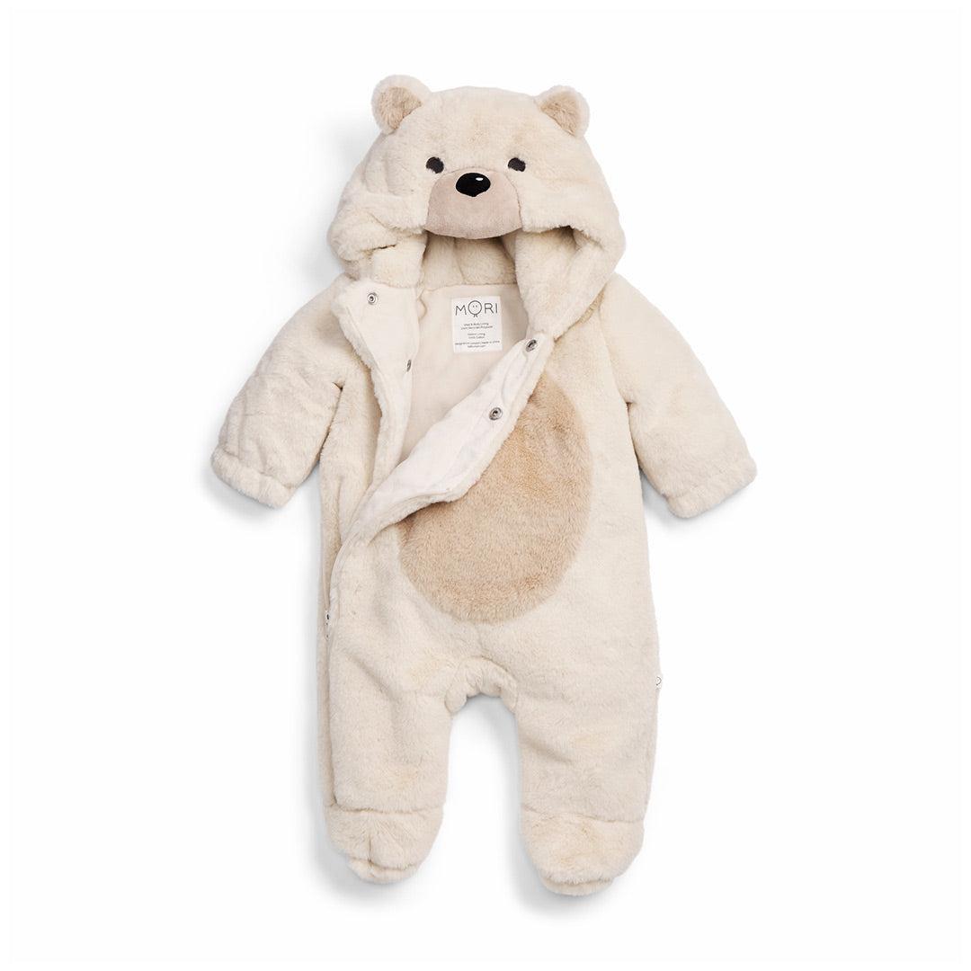 MORI Faux Fur Polar Bear Pramsuit - Ecru-Pramsuits-Ecru-0-3m | Natural Baby Shower