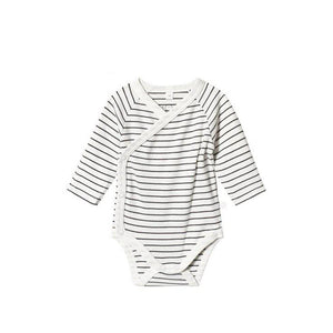MORI Long Sleeve Kimono Bodysuit - Grey Stripe-Bodysuits-NB-Grey Stripe | Natural Baby Shower