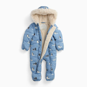 MORI Recycled Faux Fur Lined Penguin Snowsuit - Rainwash-Snowsuits-Rainwash-0-3m | Natural Baby Shower