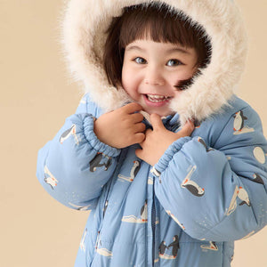 MORI Recycled Faux Fur Lined Penguin Snowsuit - Rainwash-Snowsuits-Rainwash-0-3m | Natural Baby Shower
