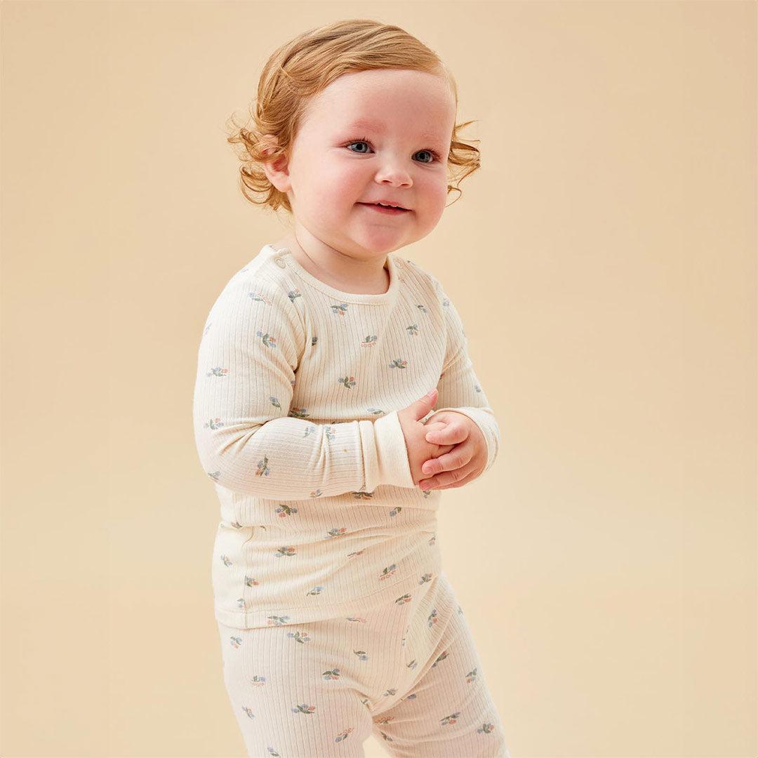 MORI Ribbed Floral Print Pyjamas - Floral Print-Pyjamas- | Natural Baby Shower