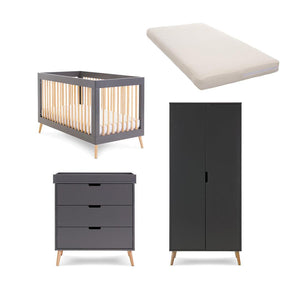 Obaby Maya 3 Piece Room Set - Slate + Natural-Nursery Sets-No Mattress- | Natural Baby Shower